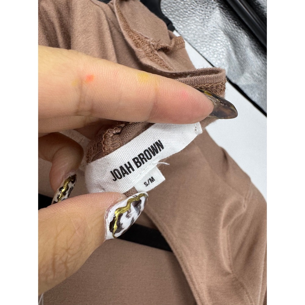 Joah Brown Mocha Brown Open Back Turtleneck Long Sleeve Top Thumbholes S/M - Picture 7 of 7
